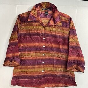 Scott Taylor Women Blouse or Lightweight Jacket Multicolor Crinkle Look Size M
